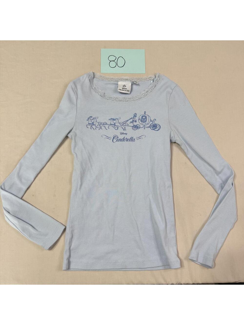 Disney Princess Cinderella Light Blue Lace Trim Long Sleeve Top Size XXS